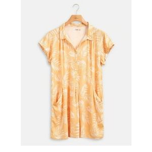 Faherty Hana Palm Leaf Print linen blend dress